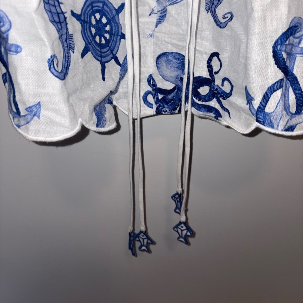 Farm Rio Nautical Wonder Linen Mini Dress - Picture 6 of 7
